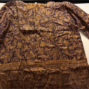 Pashmina print purple and Gold Paisley Blouse